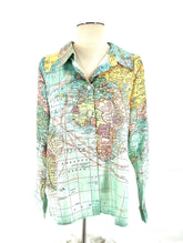 Womens Size Large Misslook Shirt 100% Linen A Look At The World - TheRealThreads